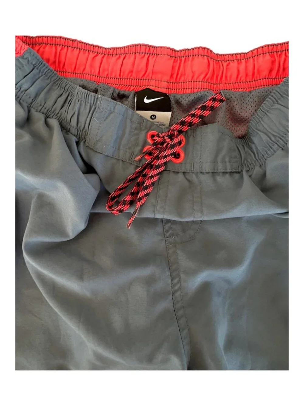 Nike Mens Swim Trunks Surf Beach Board Shorts Gray Orange Swoosh Medium